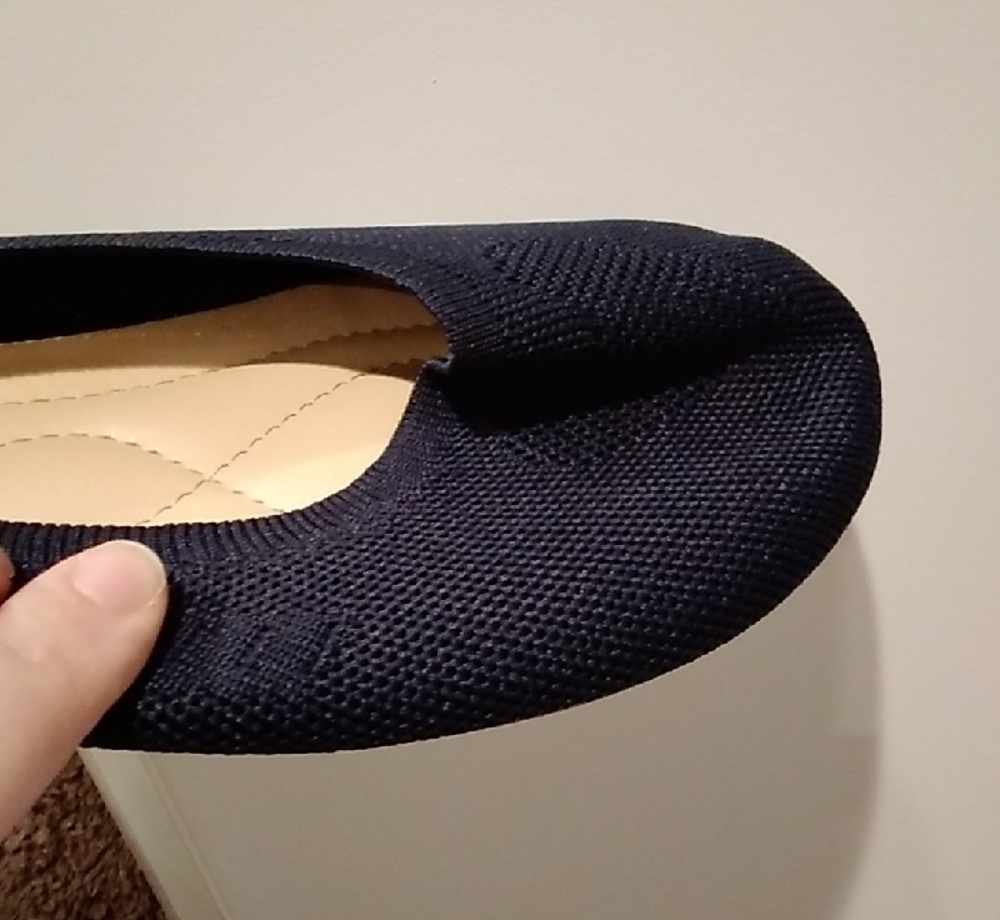 Classic Navy Blue Knit Ballet Flats - Women's Comfort Slip-Ons - Picture 2 of 3